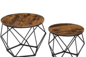 Produktbild von VASAGLE Coffee Tables, Set of 2 Side Tables, Robust Steel Frame, for Living Room, Bedroom, Rustic