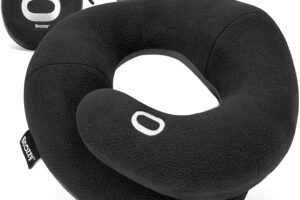Produktbild von BCOZZY Neck Pillow for Travel Provides Double Support to The Head, Neck, and Chin in Any Sleeping Position on Flights, Car, and at Home, Comfortable Airplane Travel Pillow, Large, Black