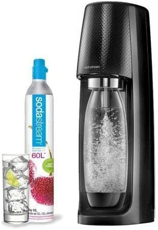 Produktbild von SodaStream Spirit Sparkling Water Maker Machine with 1 Litre Reusable BPA Free Water Bottle for Carbonating and 60 Litre CO2 Gas Cylinder – Black