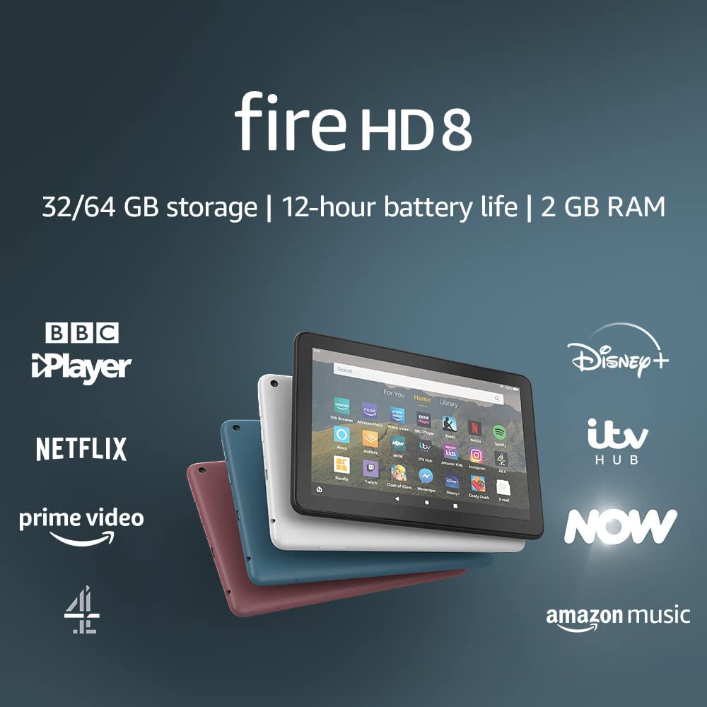 Bild von Fire HD 8 Tablet, 8″ HD display, 32 GB, Black – with Ads, designed for portable entertainment