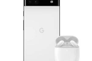 Bild von Google Pixel 6a Unlocked Android 5G Smartphone – Chalk + Pixel Buds A-Series – Wireless earbuds – Chalk