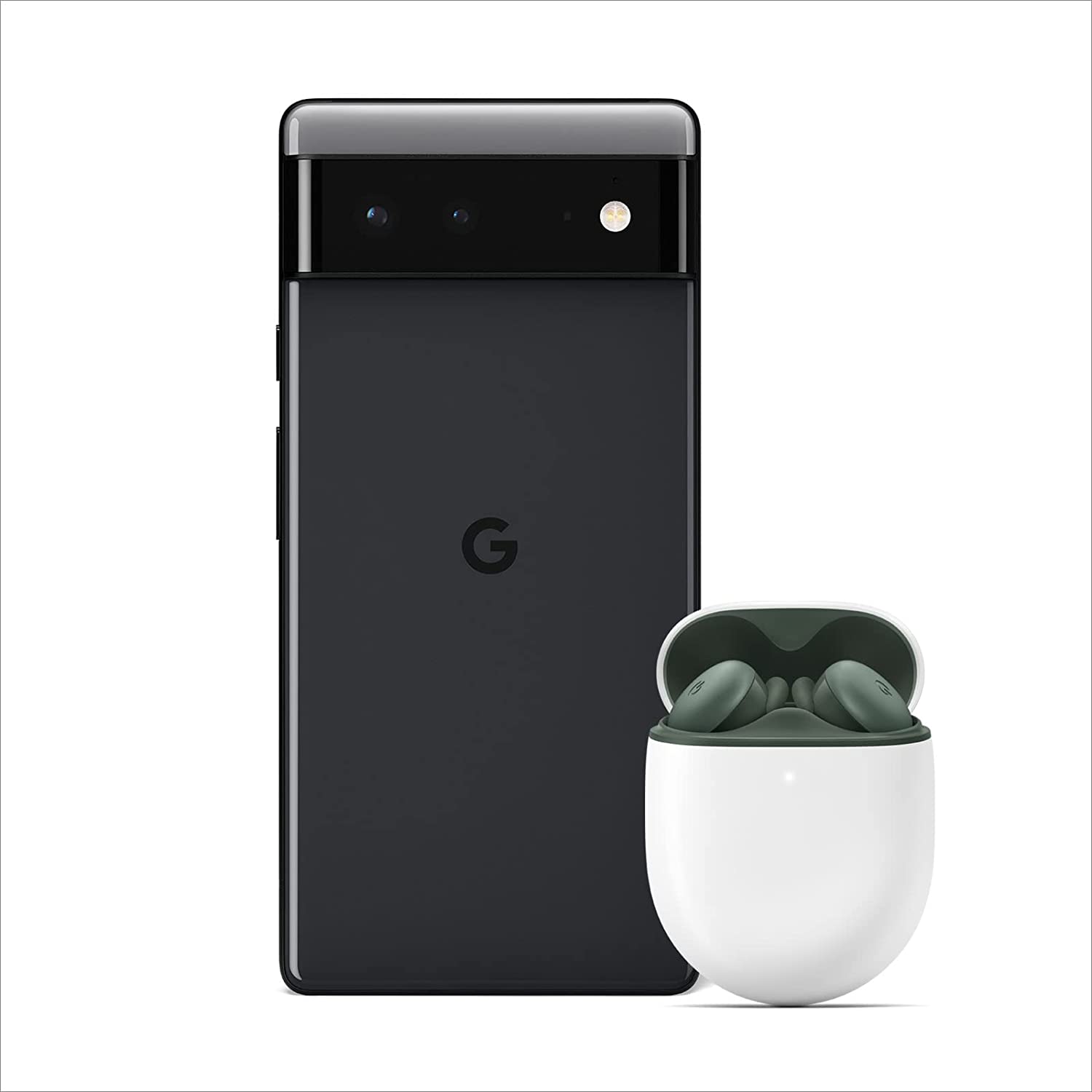 Bild von Google Pixel 6 128 GB Stormy Black with Pixel Buds Dark Olive