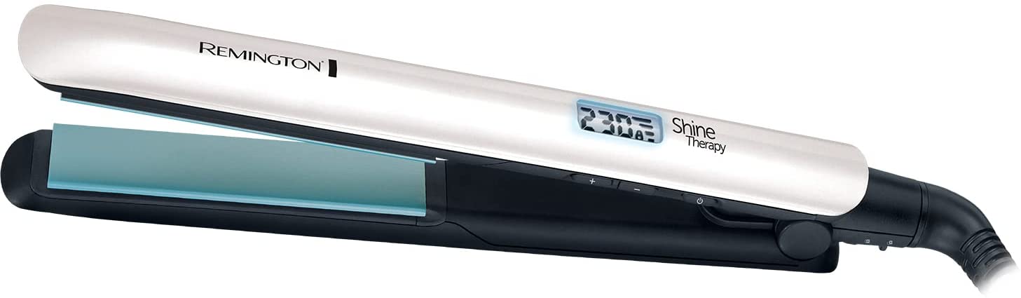 Bild von Remington Shine Therapy Advanced Ceramic Hair Straighteners with Morrocan Argan Oil for Improved Shine – S8500, Black/ Silver