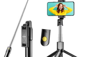 Produktbild von Gritin Selfie Stick, 3 in 1 Bluetooth Selfie Stick Tripod, Extendable and Portable Selfie Stick with Detachable Wireless Remote & Stable Tripod Stand, Compatible with iPhone/Galaxy/Huawei, etc.