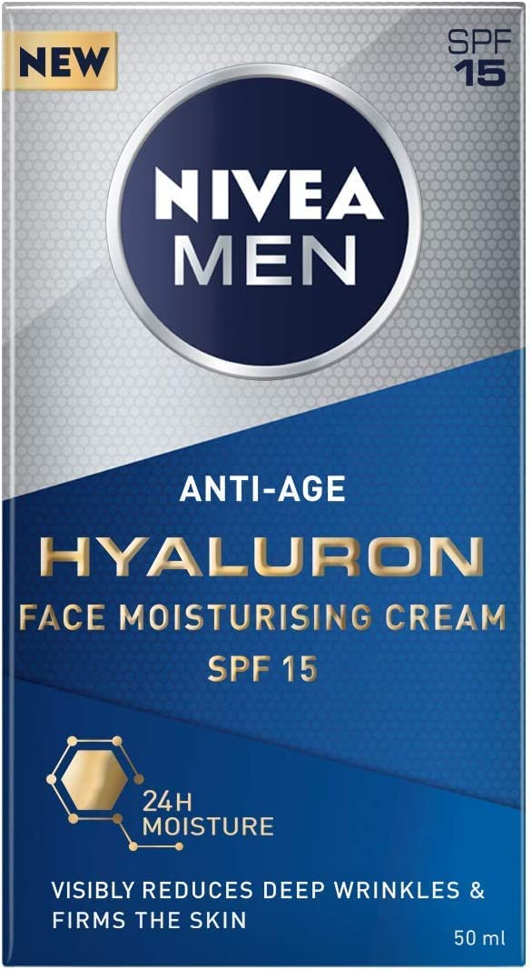 Bild von NIVEA MEN Hyaluron Face Cream (50ml), Anti Wrinkle Face Cream Reduces Deep Wrinkles, Men’s Anti Ageing Face Cream, Anti Wrinkle Cream Strengthens Skin Elasticity