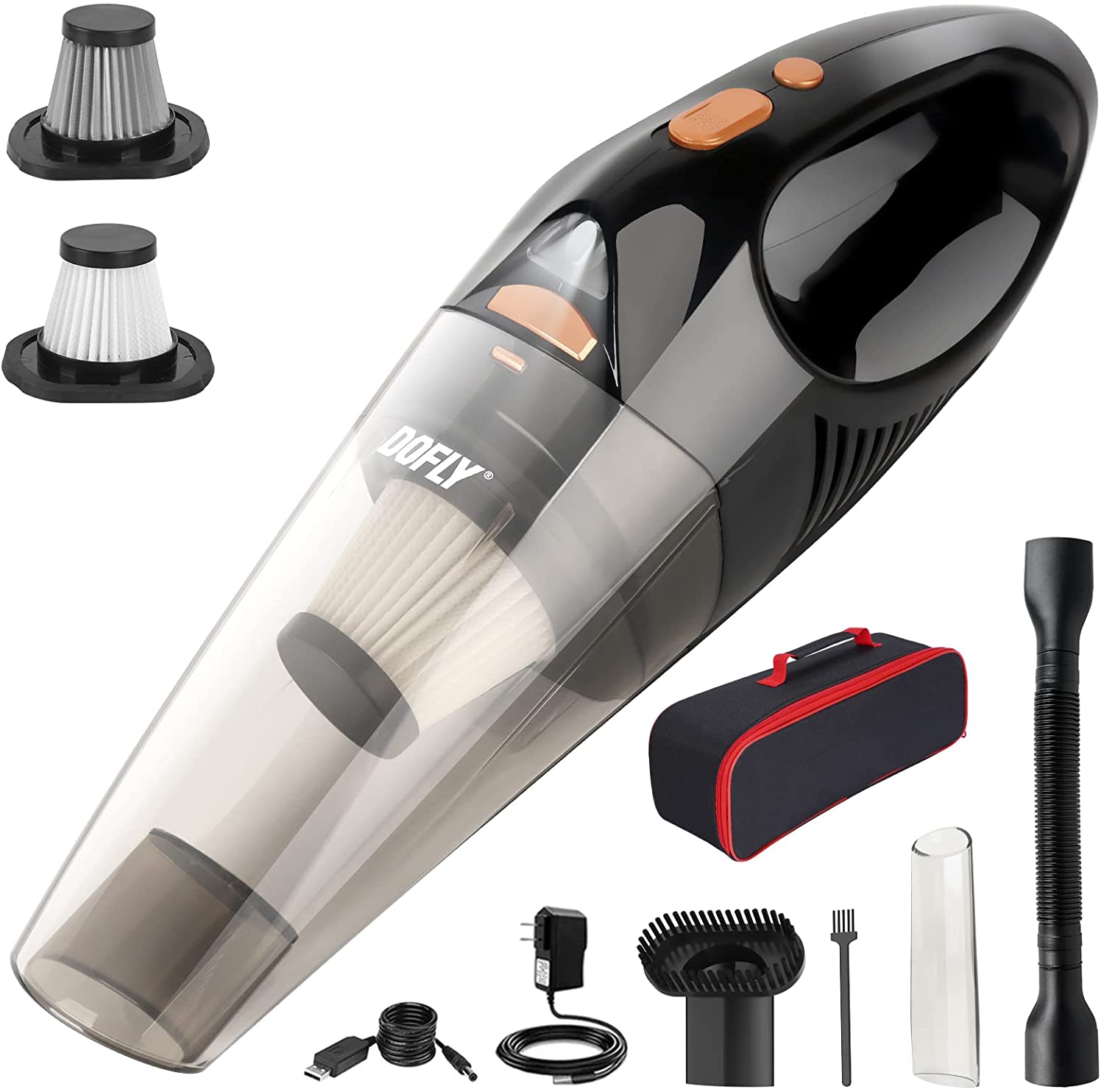 Bild von DOFLY Handheld Vacuum Cordless, 8500PA Super Suction Hand Vacuum Cleaner, Rechargeable Hand Vac with LED Light, Lightweight Wet Dry Vacuum for Home/Pet/Car Black&Golden