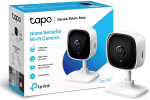 Produktbild von TP-Link Tapo Mini Smart Security Camera, Indoor CCTV, Works with Alexa & Google Home, No Hub Required, 1080p, 2-Way Audio, Night Vision, SD Storage, Device Sharing (Tapo C100)