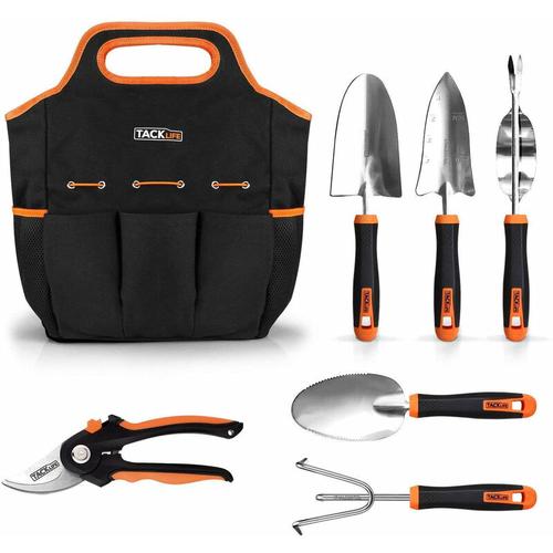 Produktbild von GGT4A 7 Piece Stainless Steel Heavy Duty Garden Tools Set Black And Orange – Tacklife