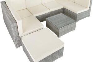 Produktbild von Rattan garden furniture lounge Venice – garden sofa, garden corner sofa, rattan sofa – light grey