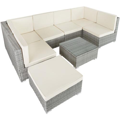 Bild von Rattan garden furniture lounge Venice – garden sofa, garden corner sofa, rattan sofa – light grey