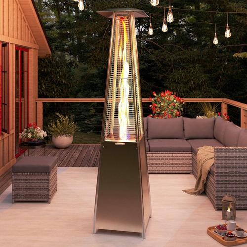 Bild von 13KW Patio Gas Heater with Cover Outdoor Pyramid Heater Garden standing Tower Heater with Wheel,