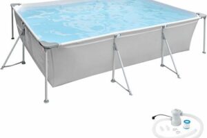 Produktbild von Tectake – Swimming pool rectangular with pump 300 x 207 x 70 cm – outdoor swimming pool, outdoor