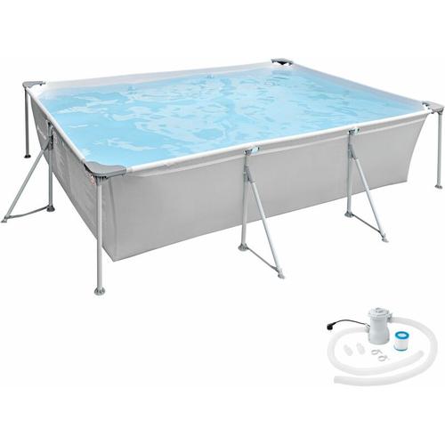 Bild von Tectake – Swimming pool rectangular with pump 300 x 207 x 70 cm – outdoor swimming pool, outdoor