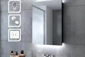 Bild von Elegant – Illuminated Bathroom Mirror Cabinet with Lights and Shaver Socket Wall Mounted LED