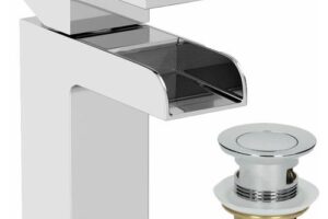 Bild von Waterfall Basin Sink Mono Mixer Tap Bathroom Slotted Waste Chrome Single Lever