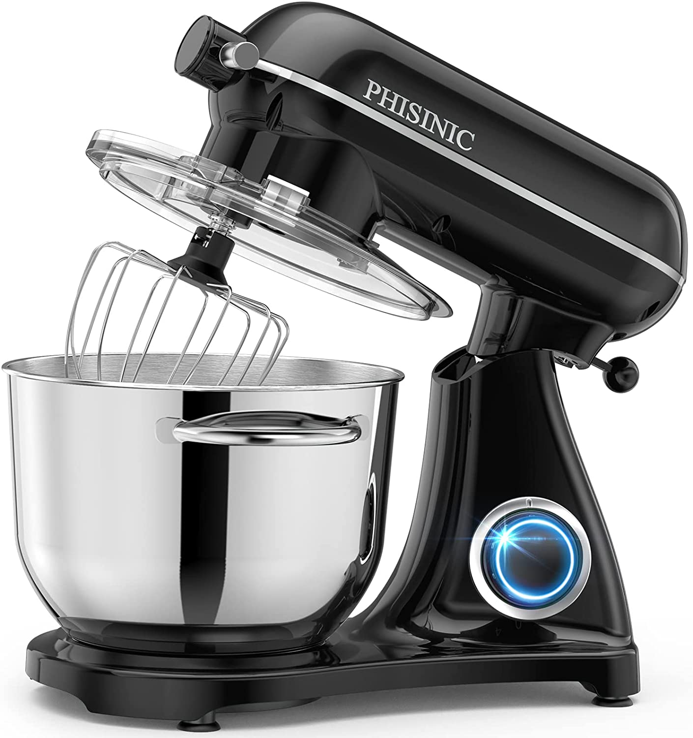 Bild von PHISINIC Food Stand Mixer, 6.5L 1800W Kitchen Electric Mixer with Power Hub for Attachment, All Metal Die-cast Aluminum Mixer with Bowl, Dough Hook, Whisk, Beater(Dishwasher Safe) – Black