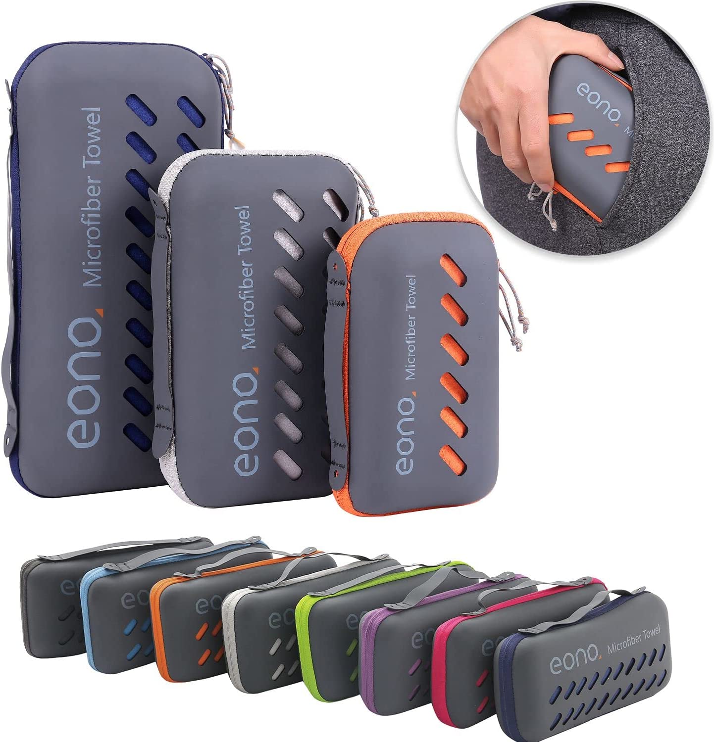 Bild von Amazon Brand – Eono Microfibre Towel, Perfect Sports Towel, Travel Towel, Swimming Towel and Beach Towel, Fast Drying – Super Absorbent – Ultra Compact, Great for Camping, Gym, Beach and Swimming