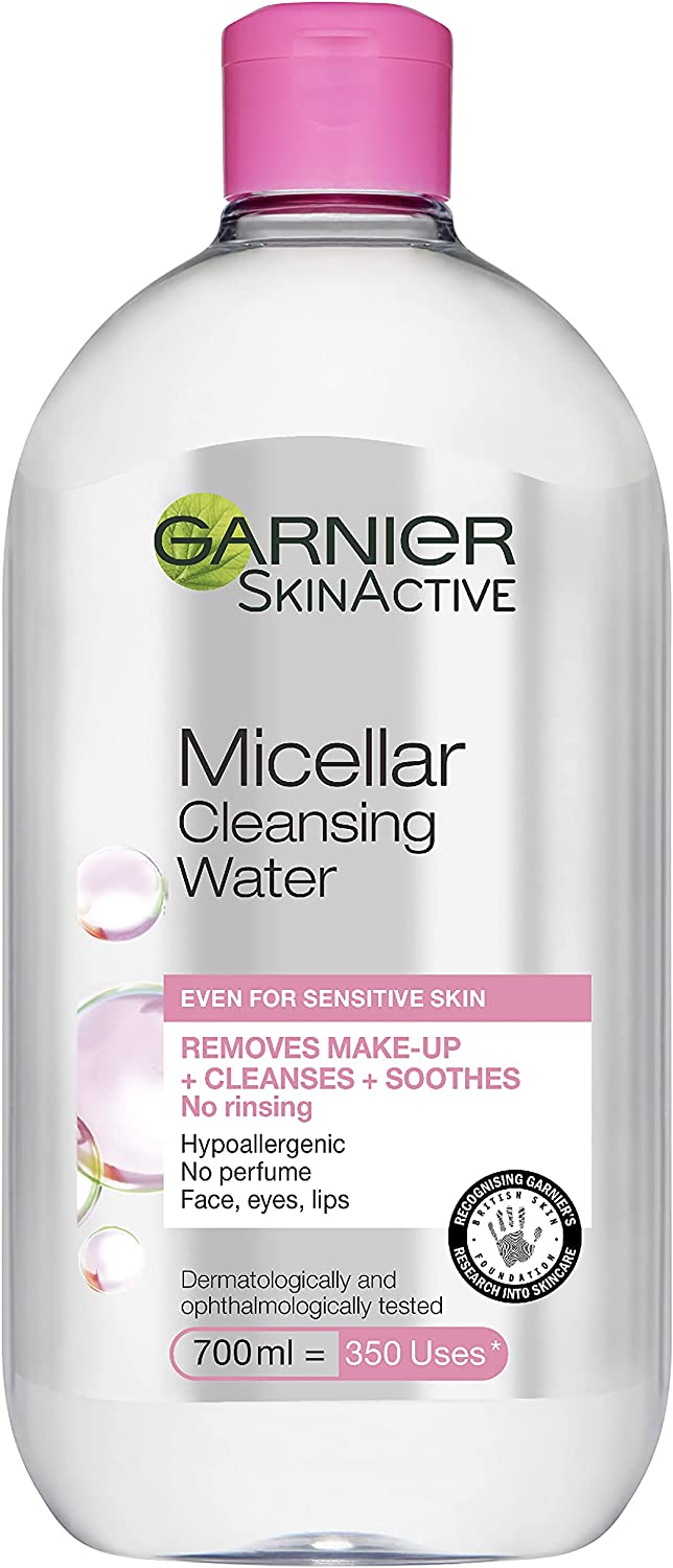 Bild von Garnier Micellar Cleansing Water For Sensitive Skin 700ml, Gentle Face Cleanser & Makeup Remover, Fragrance Free, Recognised By The British Skin Foundation, Use With Reusable Micellar Eco Pads