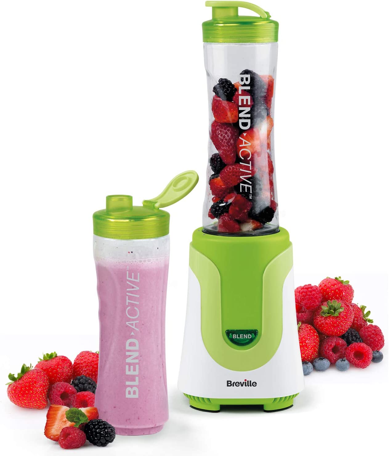 Bild von Breville Blend Active Personal Blender & Smoothie Maker with 2 Portable Blending Bottles (600ml), 300W, Green [VBL062] [Energy Class A]