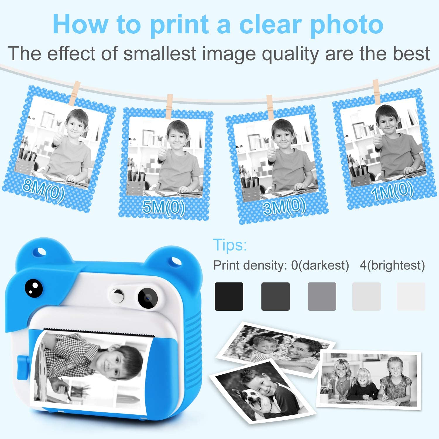 Bild von PROGRACE Instant Print Camera for Kids, Kids Instant Camera for Travel Learning Birthday Gift, Portable Digital Creative Print Camera for Boys girls Zero Ink Kids Camera Toy with Print Paper