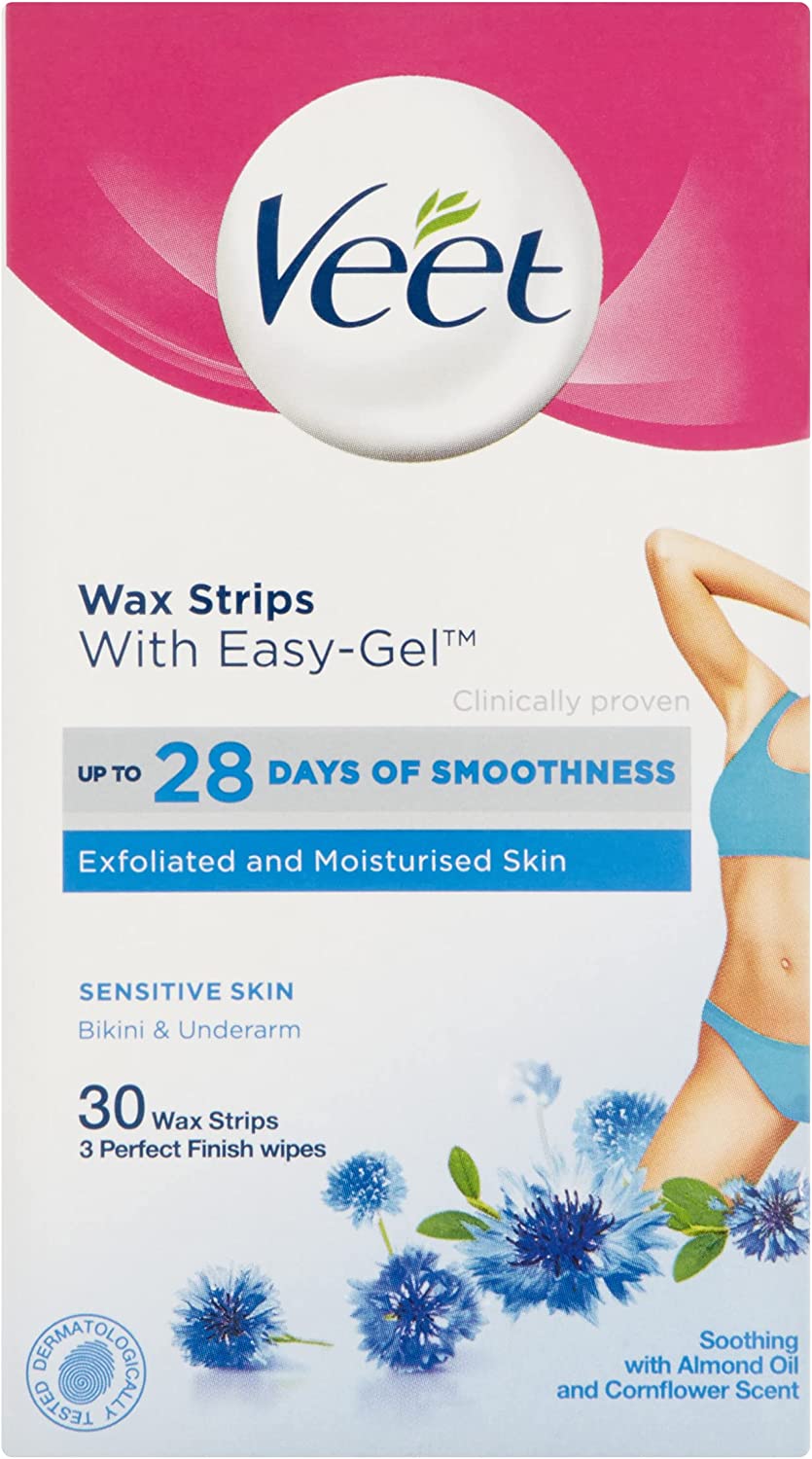 Bild von Veet Sensitive Bikini And Underarm Wax Strips, Hair Removal, Sensitive Skin, 30 Cold Wax Strips