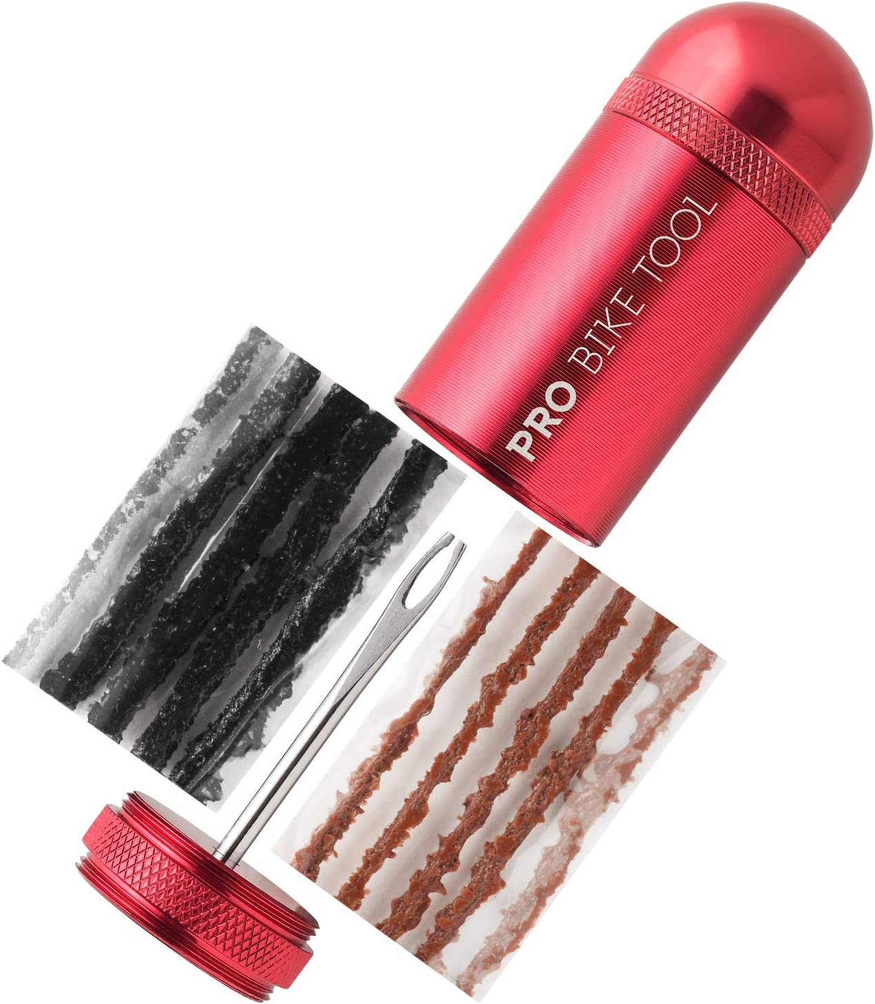 Bild von PRO BIKE TOOL Tubeless Bike Tyre Repair Kit – for MTB and Road Bicycle Tyres – Fix a Puncture or Flat, Fast – Tackle Set Includes Storage Canister, Plugger Tool and Plugs