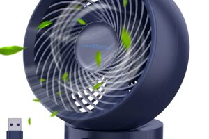 Produktbild von SmartDevil Desk Fan, USB Desk Fan, Desk Fan Silent, Stepless Speed Desk Desktop Fan Table Cooling Fan with USB-Powered, Strong Wind, Quiet Operation, for Home Office Bedroom (Navy Blue)