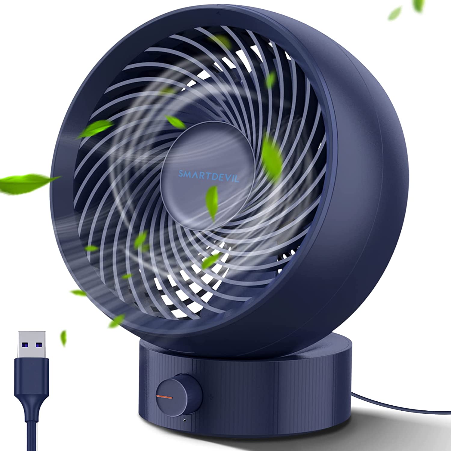 Bild von SmartDevil Desk Fan, USB Desk Fan, Desk Fan Silent, Stepless Speed Desk Desktop Fan Table Cooling Fan with USB-Powered, Strong Wind, Quiet Operation, for Home Office Bedroom (Navy Blue)