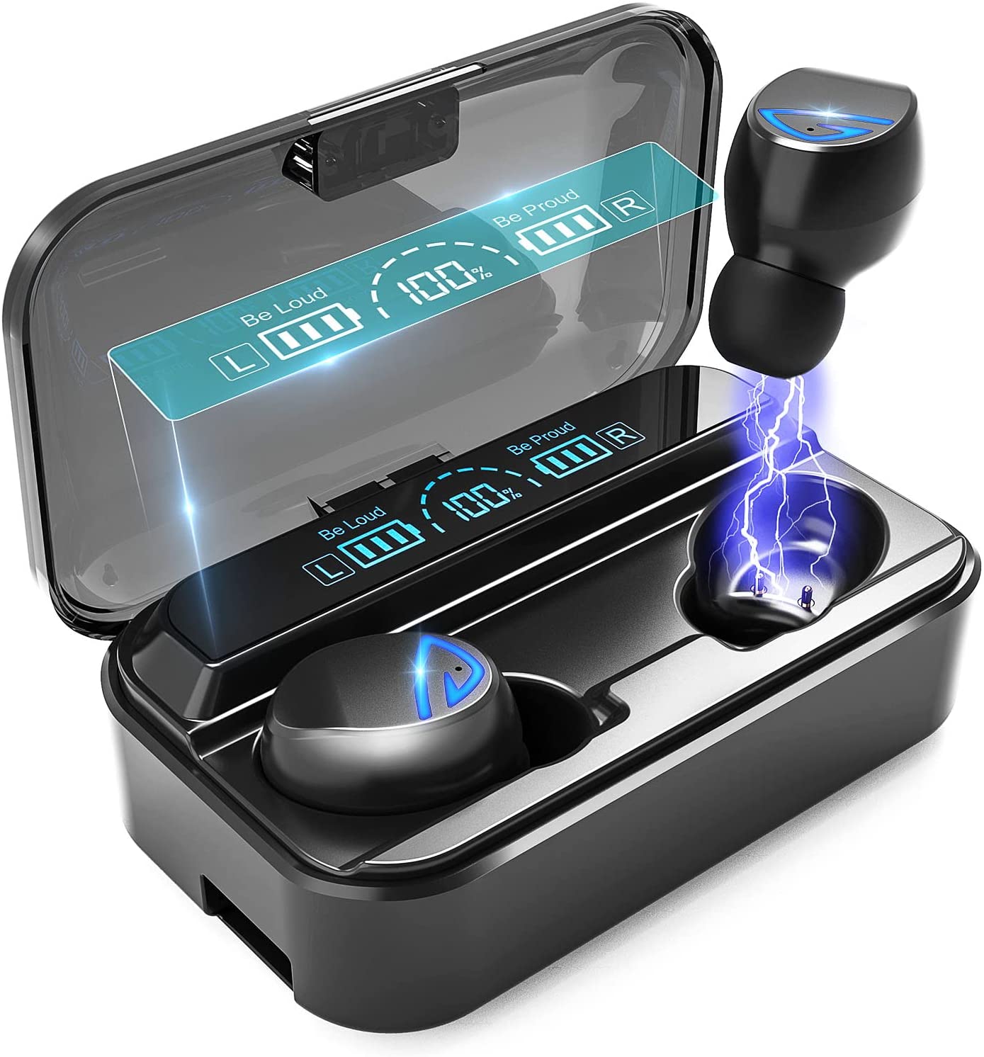 Bild von Wireless Earbuds HiFi Stereo Sound Deep Bass Bluetooth 5.2 Headphones with USB-C Charging Case GPEESTRAC Noise-Cancelling and Fast-Charge In-Ear Earphones Touch Control Headphone for Sports Office