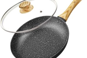 Bild von MICHELANGELO 26cm Frying Pan with Lid, Frying Pan with Lid, Non Stick Frying Pan with Bakelite Handle, Frying Pan for Induction Hob with Stone-Derived Nonstick Coating 100% APEO Free