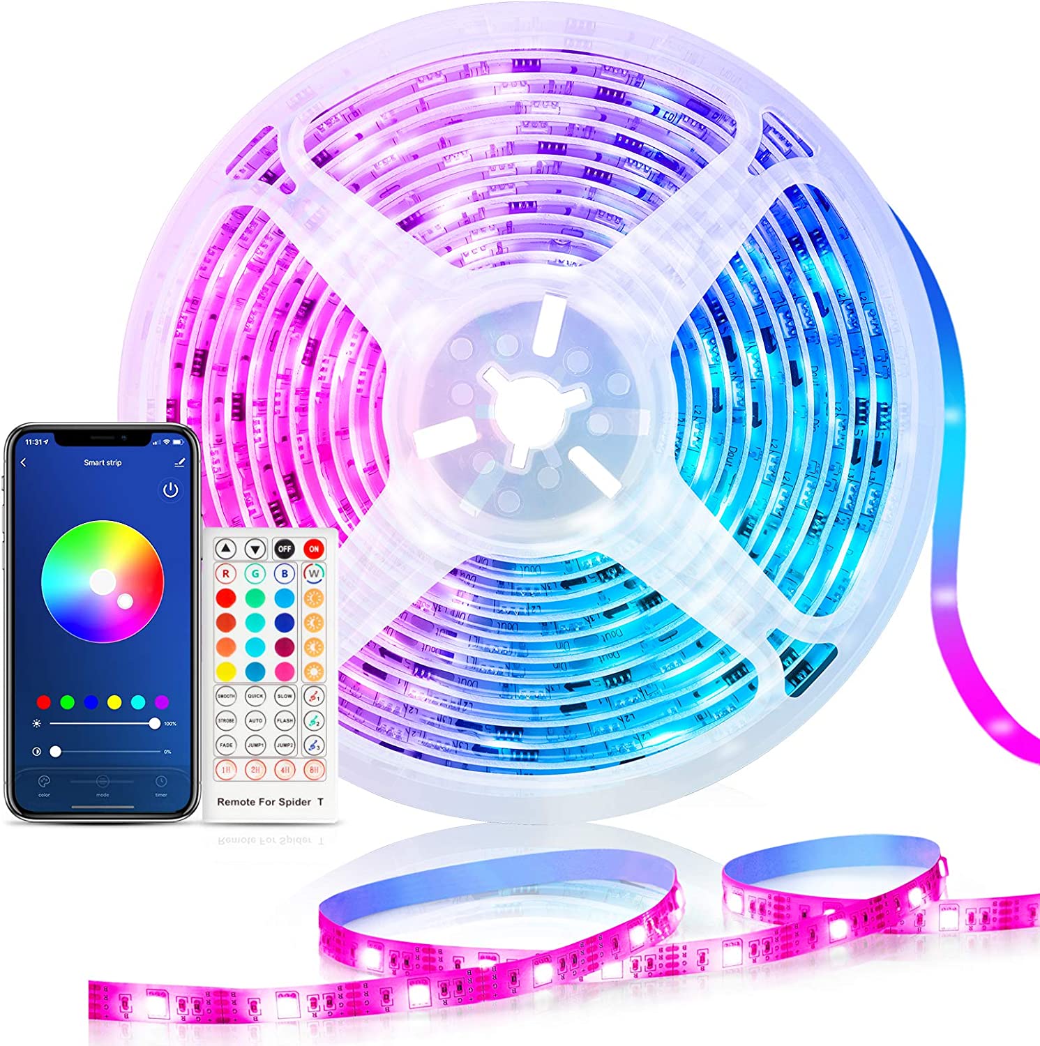 Bild von Smart LED Strip Lights 5M Works with Alexa Google Home, Maxcio WiFi Music Sync LED Light Strips with IR Remote, SmartLife APP Control, Timer & Schedule, Color Changing RGB LED Strip for Party Kitchen