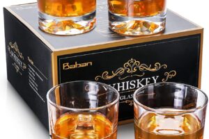 Produktbild von Whiskey Glasses Gift Set of 4, 310ml Old Fashioned Tumblers Glass with Personalized Thick Bottom, Whiskey Gift Sets for Dad, Men, Whiskey Glass Set for Birthday, Glassware, Bourbon/Rum/Bar Tumbler