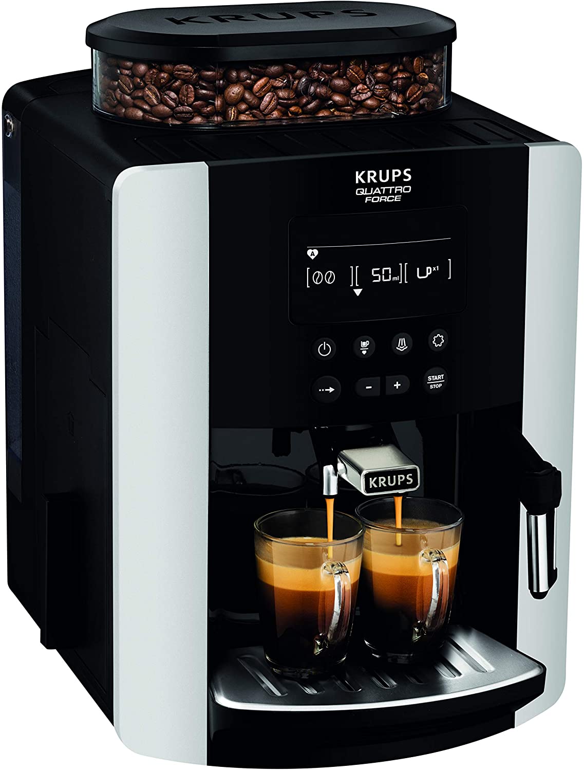 Bild von KRUPS Arabica Digital EA817840 Automatic Coffee Machine, Bean to Cup, Espresso, Cappuccino, Silver [Energy Class A+]