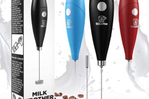 Bild von Milk Frother – Coffee Frother Electric Whisk – Powerful Latte Cappuccino Frother Wand – Hot Milk Foam Maker – Best Soya Milk Mixer – Free eBook – Extra Whisk Worth £3.97