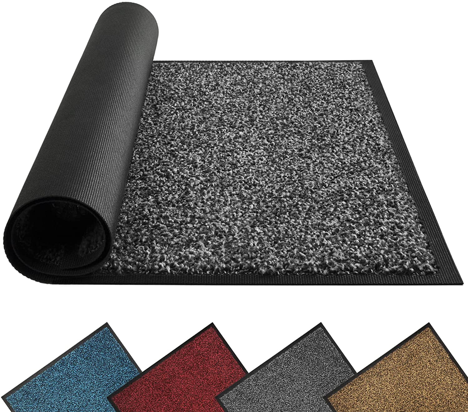Bild von Mibao Dirt Trapper Door Mat for Indoor&outdoor,60x180cm,Grey Black,Washable Barrier Door Mat,Heavy Duty Non-Slip Entrance Rug Shoes Scraper,Super Absorbent Front Door Mat Carpet