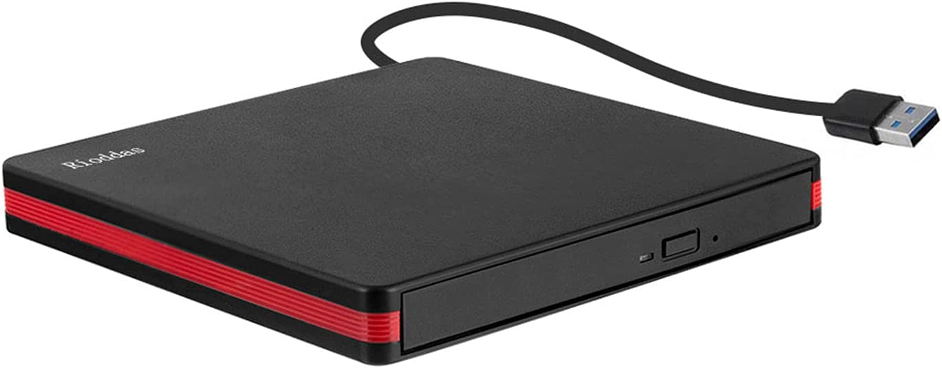 Bild von Rioddas External CD Drive, USB 3.0 Portable CD/DVD +/-RW Drive Slim DVD/CD ROM Rewriter Burner for Laptop Desktop PC Windows and Linux OS Apple Mac Macbook Pro