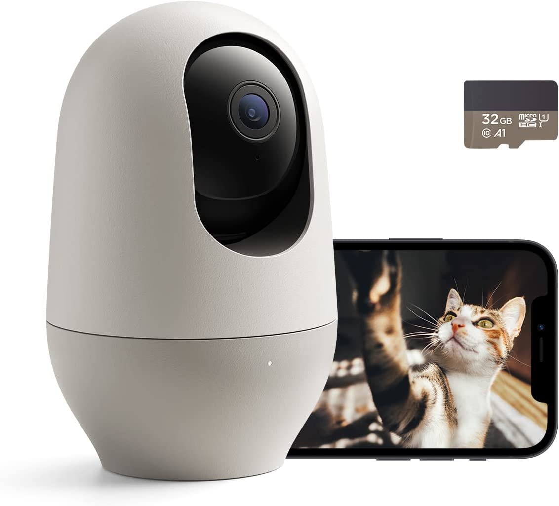 Bild von Nooie Security Camera Indoor with 32G SD,360-degree WiFi IP Camera 1080P HD,Smart Baby Monitor with Motion Tracking, IR Night Vision, 2 Way Audio &Sound Detection, Works with Alexa, SD Card and Cloud