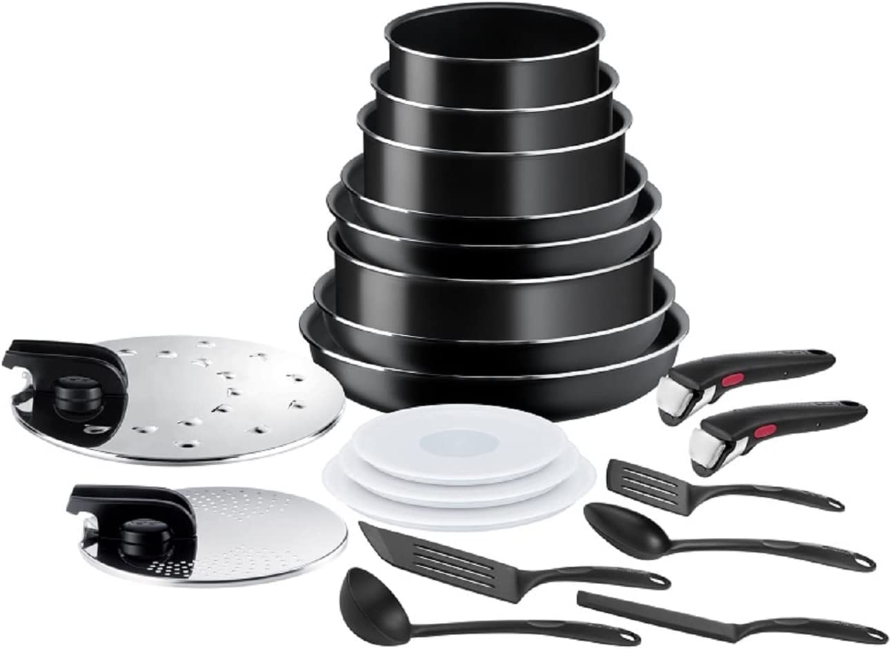 Bild von Tefal Ingenio Easy ON Pots & Pans Set, 20 Pieces, Stackable, Removable Handle, Space Saving, Non-Stick, Black, L1599402
