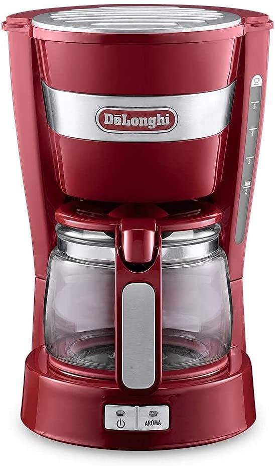 Bild von De’Longhi Active Line Drip Filter Coffee Machine, Stainless Steel, Keep warm & anti-drip function, 0.65 Litres, ICM14011.R, Red