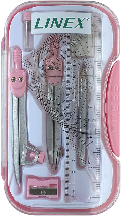 Bild von Linex Geometry Set, Maths Set, Pink, 10 Pieces