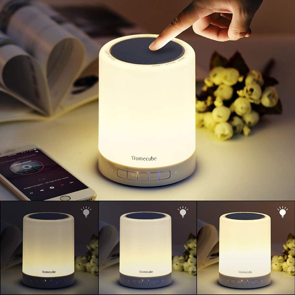 Bild von Homecube Bedside Lamp with Bluetooth Speaker, Smart Portable Touch Lamp Mood Night Light, Christmas Valentine Birthday Gifts for Women Men Teenage Girls Boys Kids