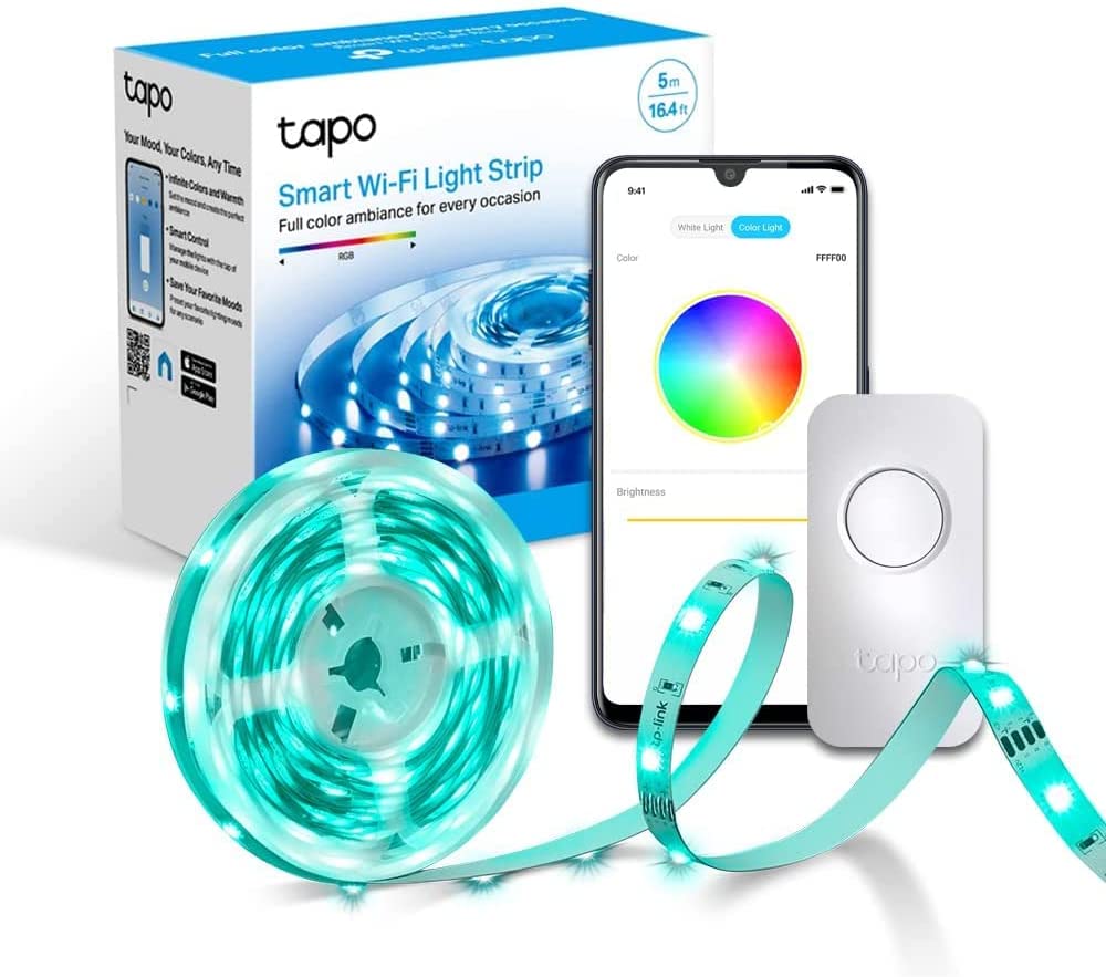 Bild von TP-Link Tapo Smart LED Light Strip, 5m, WiFi App Control RGB Multicolour LED Strip, Works with Alexa(Echo and Echo Dot)&Google Home, Suitable for TV Kitchen DIY Decoration(Tapo L900-5)