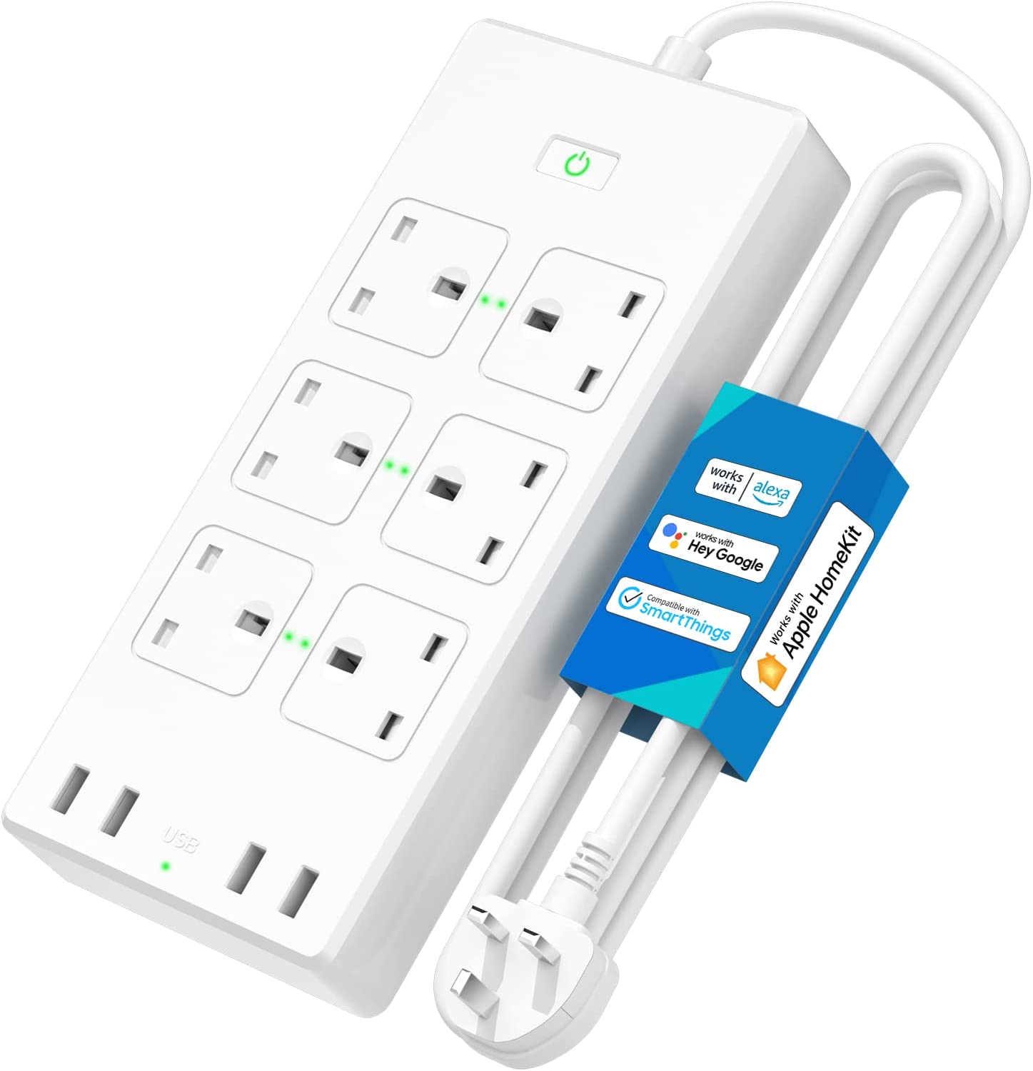 Bild von meross WIFI Power Strip, 6 AC Outlets 4 USB Ports Extension Lead, Compatible with Apple Homekit SmartThings Alexa Google Home, Voice/Remote Control Surge Protector with USB, 2.4GHz, 6ft Cord Long
