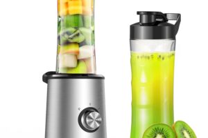 Produktbild von Personal Blender, 300W Smoothie Maker with 3 Adjustable Modes, 2 x 600ml Dishwasher Safe Bottles, Stainless Steel Mini Jug Blender for Smoothie, Milkshake, Juice, Easy to Use, Home, Office, Outdoors