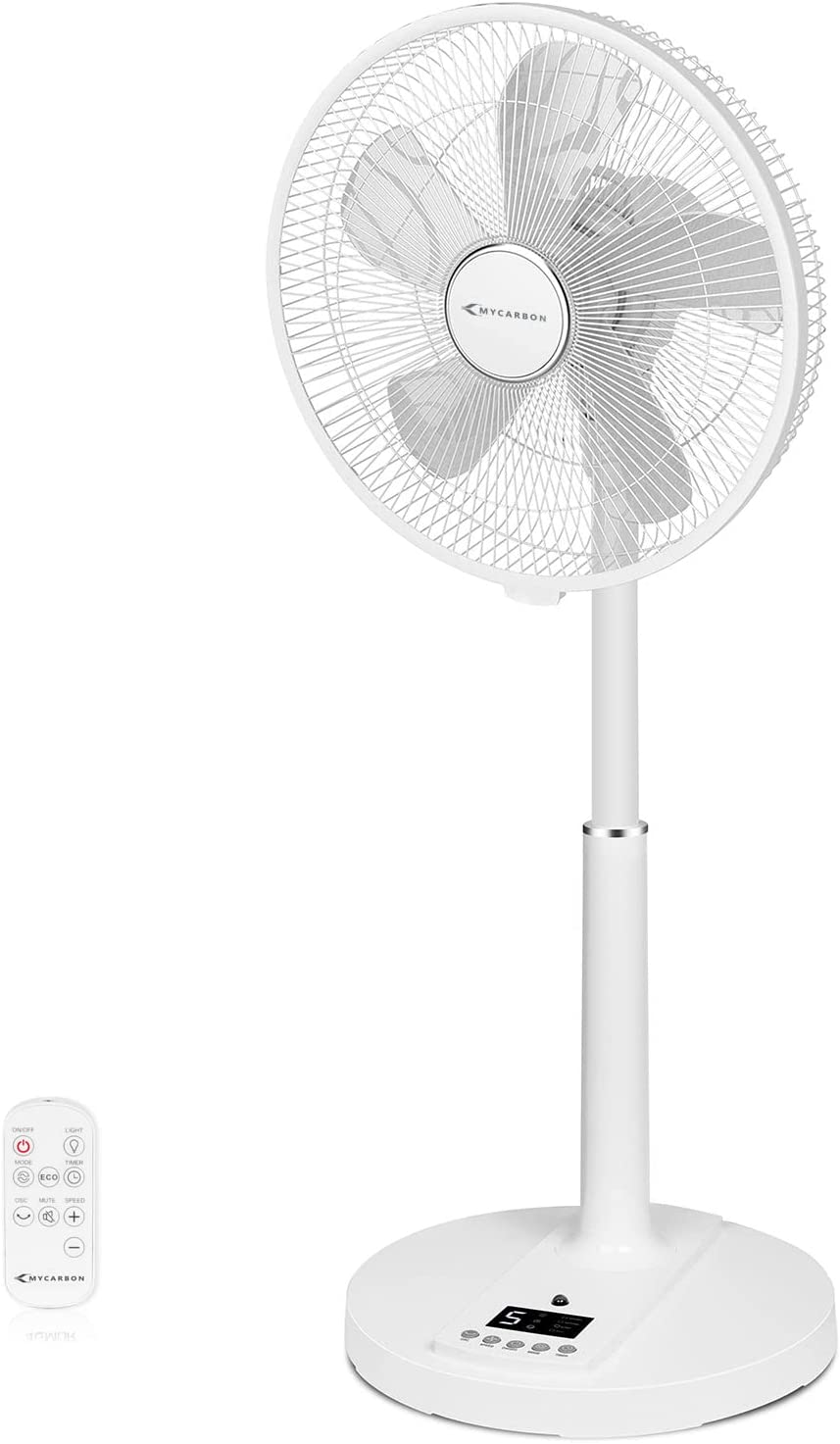 Bild von 4UMOR DC Standing Fan, 16 inch Pedestal Fan with Remote Control, 20dB Quiet Floor Fan, 9 Speeds|4 Modes|9H Timer|90°Oscillation|Height Adjustable for Bedroom Home Office [Energy Class A+++]