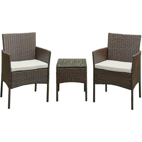 Bild von 2 seats outdoor garden rattan furniture set – Brown Beige – Brown