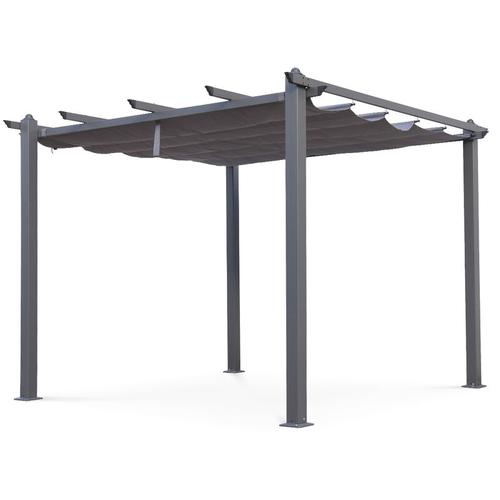Bild von Condate: Aluminium pergola 3x3m with sliding retractable canopy, grey – Grey