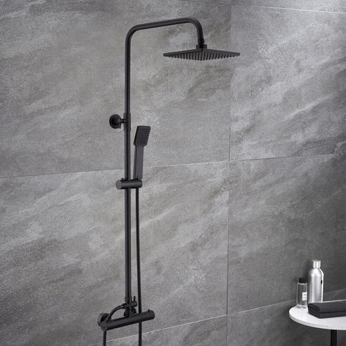 Bild von AICA Sanitär – AICA Bathroom Thermostatic Mixer Shower Set Square Black Twin Head Exposed Valve