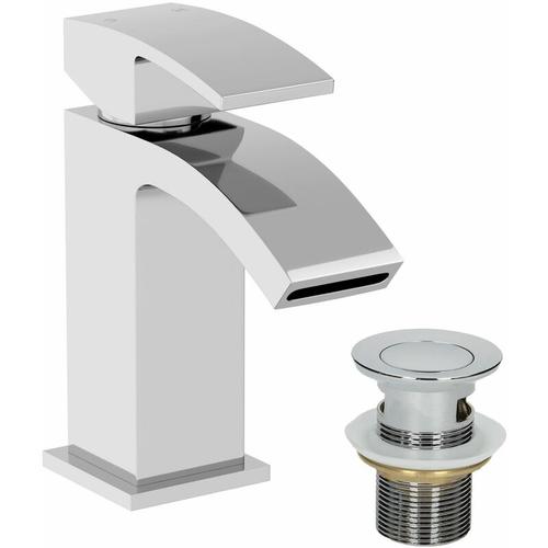 Bild von Modern Mono Basin Mixer Tap Slotted Waste Chrome Cloakroom