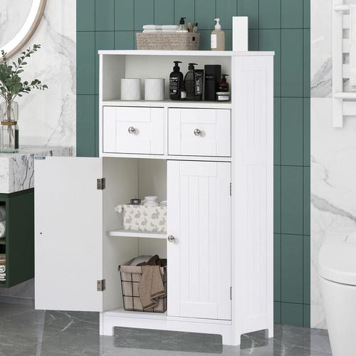 Bild von Bathroom Cabinet Freestanding Floor Cabinet Storage Cupboard 108x60x30 cm with Doors Shelves 2
